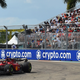 Ferrari’s Charles Leclerc in front of a packed grandstand at the Miami Grand Prix